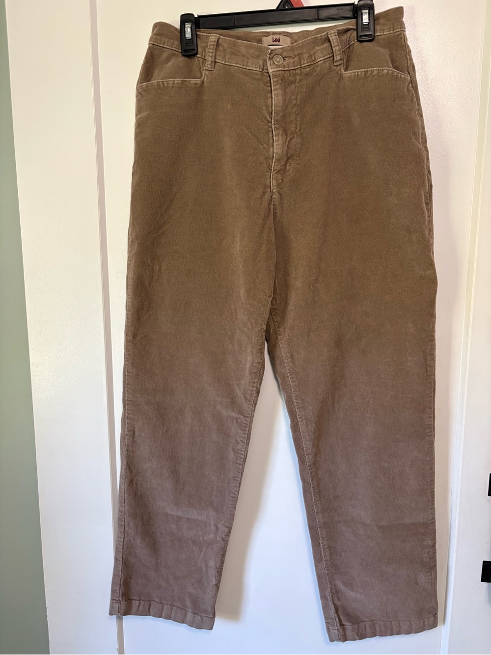 Lee Corduroy Pants 14M Brown Straight Leg Stretch Mid Rise Flat Front 33x29